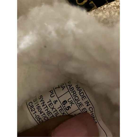 POLO Ralph Lauren Gold & Cream Sherpa Slip on Slippers Size Toddler 7 - Picture 5 of 10